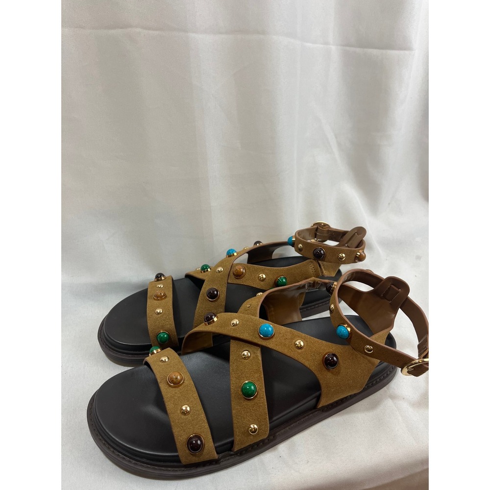Universal Thread Womens Tan Suede Studded Gladiator Sandals Multi Color Size 12